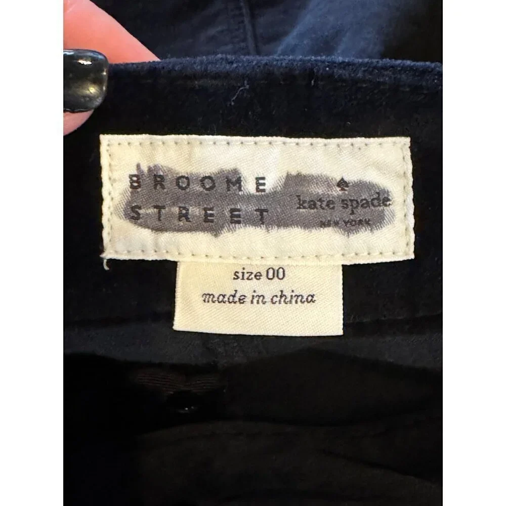 Kate Spade Broome Street Skirt‎ Women 00 Black Velvet Button Front A Line Mini